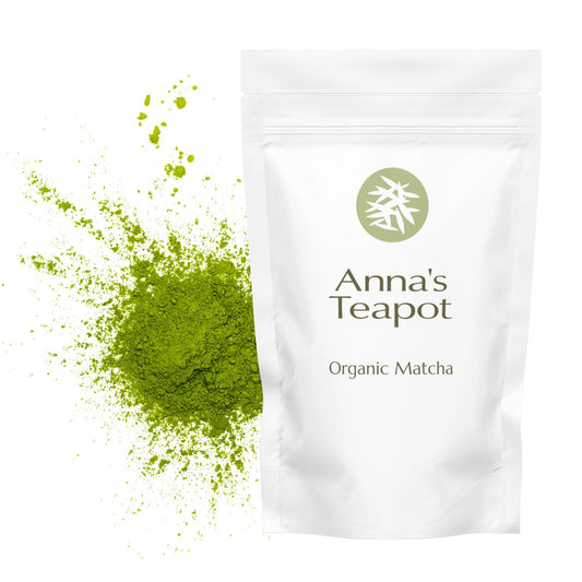 Anna's Teapot Matcha Pulver Bio aus Japan in einer wiederverschließbaren Hülle - Hochwertiger Japanischer Matcha Tee Pulver - Bio Matcha Grünteepulver für eine Pure Matcha Tee Bio Erlebnis oder Latte