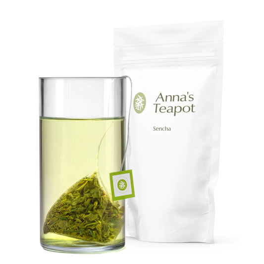 Anna's Teapot Sencha Grüntee Bio Beutel - Bio Japanischer Grüner Tee 20 Pyramidenbeutel in einer wiederverschließbaren Hülle