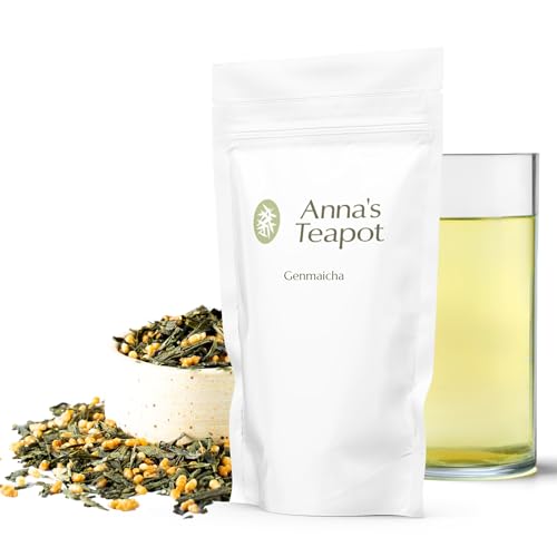 Anna’s Teapot Bio Genmaicha Tee - Lose Blätter - Japanischer Grüntee mit geröstetem Reis in einem wiederverschließbaren Beutel